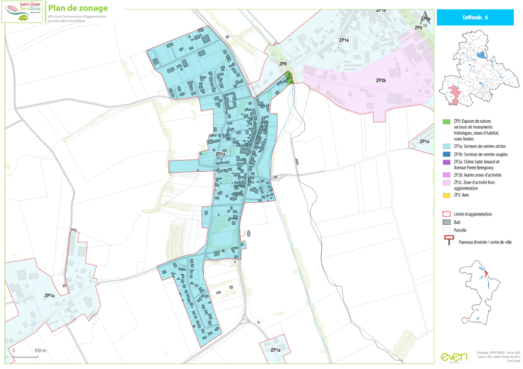Plan de zonage de la communauté d'agglomération Saint-Dizier Der et Blaise, montrant divers secteurs classifiés.
